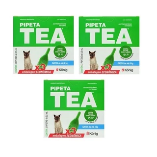 Kit 3 Pipeta Tea Konig AntiPulga Gatos Até 4Kg C/3 Pipetas