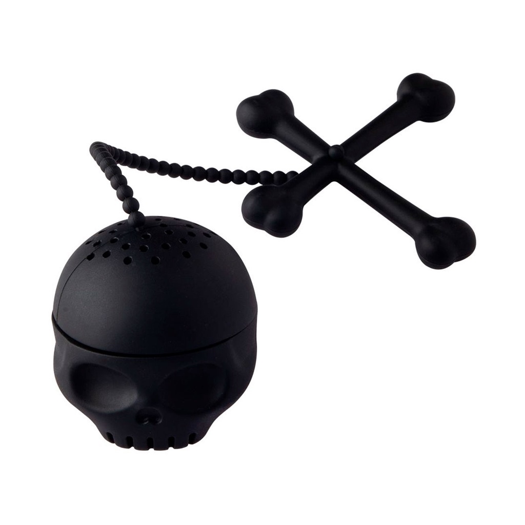 Infusor Individual Silicone Chá Preto Caveira Reutilizável