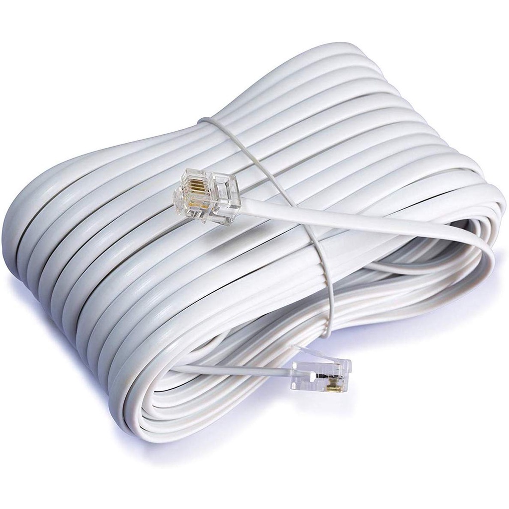 Cabo Liso Extensão Telefone 2 Mts Rj11 Branca | Shopee Brasil