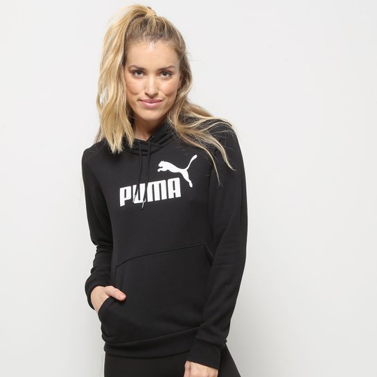 Blusa Moletom Infantil Puma Ess Nova Shine Logo Hoodie Menina - Preto