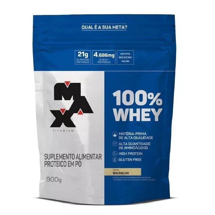 100% WHEY PROTEIN REFIL (900G) MAX TITANIUM – BAUNILHA