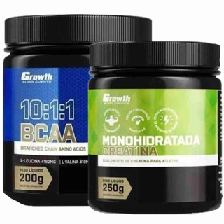 Creatina 250g Monohidratada + Bcaa 10:1:1 200g em Pó Growth