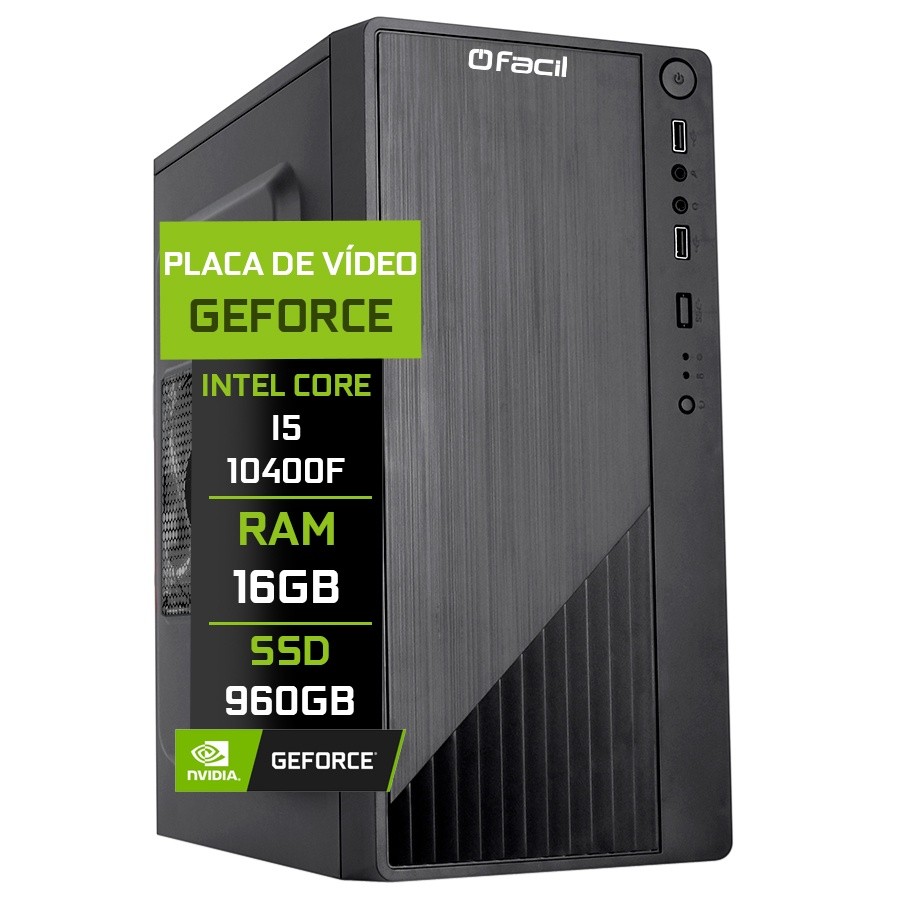 Computador Fácil Intel Core i5 10400f (Décima Geração) 16GB DDR4 Geforce Nvidia 1GB SSD 960GB