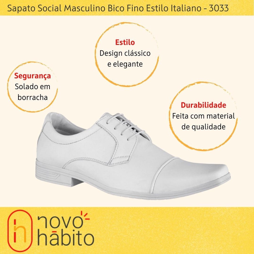 Sapato Masculino Social Estilo ItalianoNOVO HABITOSocial