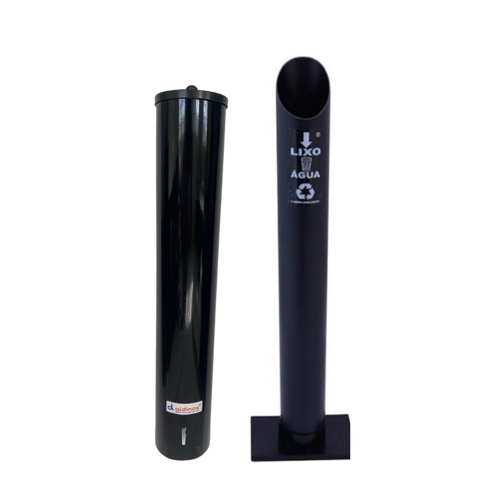 Kit Suporte Porta Copo Descartável Água 200ml + Lixeira Pvc