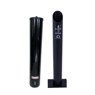 Kit Suporte Porta Copo Descartável Água 200ml + Lixeira Pvc