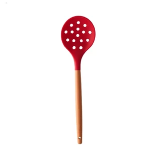 Escumadeira de silicone 33 Cm com cabo de madeira utensílios de cozinha