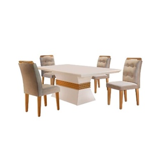 Sala de Jantar Mesa Califórnia e 4 Cadeiras San Diego Rufato