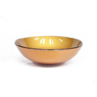 CUBA DE VIDRO REDONDA 31CM DOURADO REAL