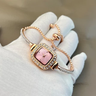 Nova Pulseira Fashion Diamond Bracelet Relógio Pequeno Quadrado Relógio de Luxo Leve Pulseira Senhoras
