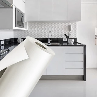 Papel Adesivo Para Móveis 5 Metros Branco Fosco Lavável