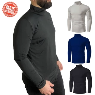Camisa Manga Longa Gola Alta Masculina e Feminina Proteção Uv Camiseta Térmica