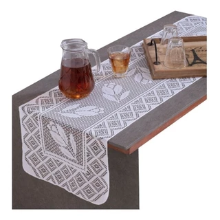 Trilho Caminho de mesa Renda Tulipa Branco