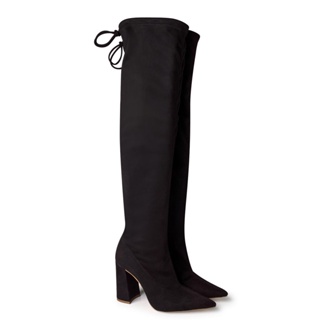 Bota Camurça Stretch Preto Salto Bloco