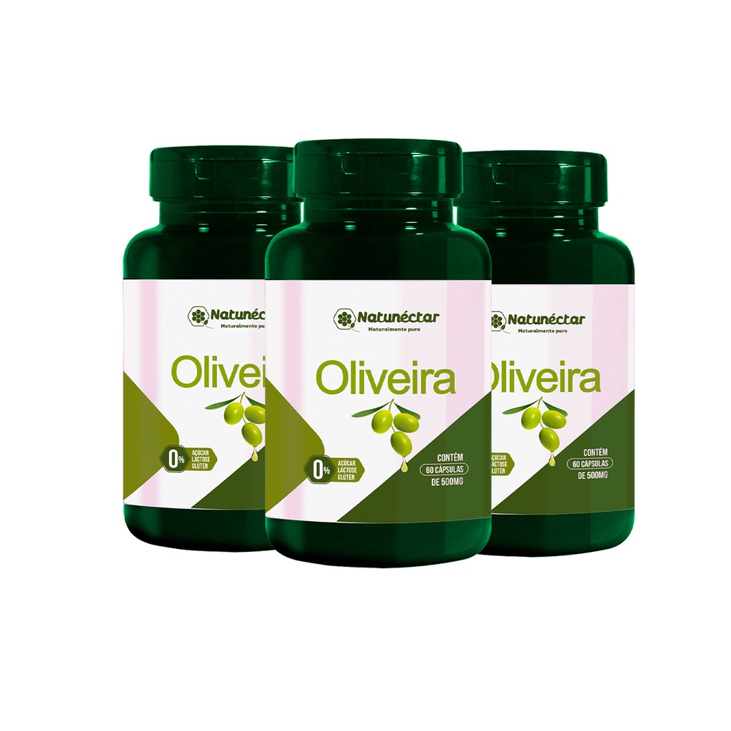 Kit 3 Unidades Potes Oliveira Suplemento Alimentar Natural Extrato Folha Natunectar 180 1799