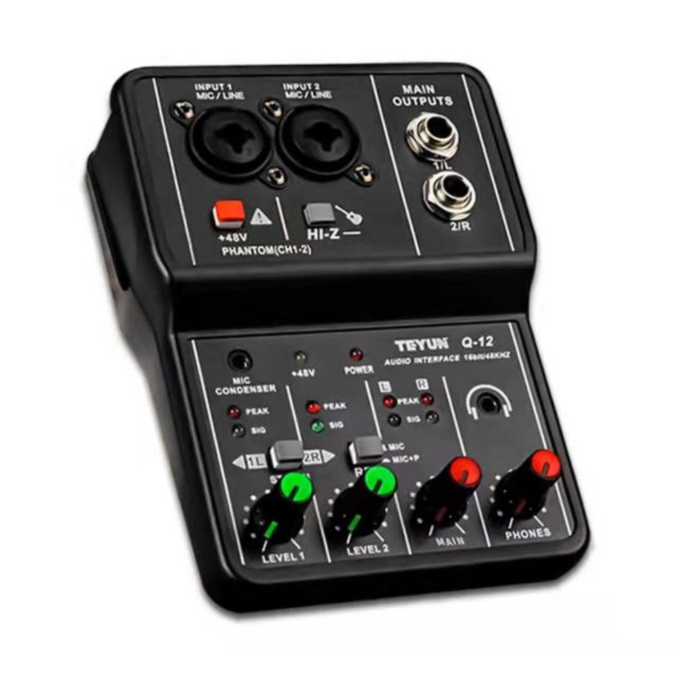 Mesa De Som Interface De Áudio Teyun Q-12 Mixer Placa De Som ...