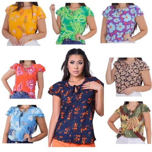 KIT 2 BLUSA Feminina SORTIDA CREPE LUNA