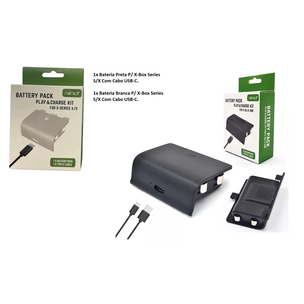 Kit 2 Bateria com Cabo Carregador TIPO-C Para X-Box Series X/S