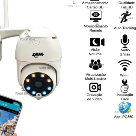 Camera Ip Wifi Segue Movimento Externa Varredura Automática 1080p HD IPC360