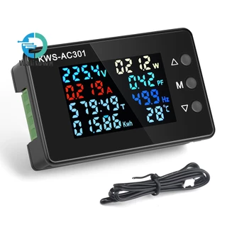 Tela LCD A Cores AC 50-300V 0-100A KWS-AC301 Digital De Tensão E Corrente Monitor De Medidor De Potência Amperímetro Voltímetro