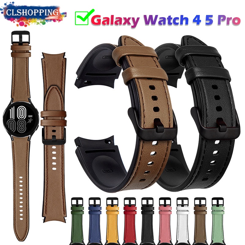 Pulseira Para Relógio Samsung Galaxy 4 5 40mm 44mm 5 Pro 45mm 4 Clássico 42mm 46 Silicone + Bandas De Couro