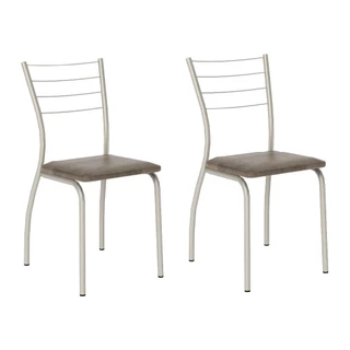 Conjunto 2 Cadeiras 1700 Tubo Prata Tecido Bege Carraro
