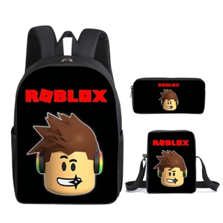 Roblox Jogo Periférico USB Carregando mochila masculina e feminina bolsa  lápis de três peças ensino médio estudante-3
