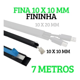 Canaleta Preta Fina 7 Metros 1x1cm Com Adesivo 10x10mm 