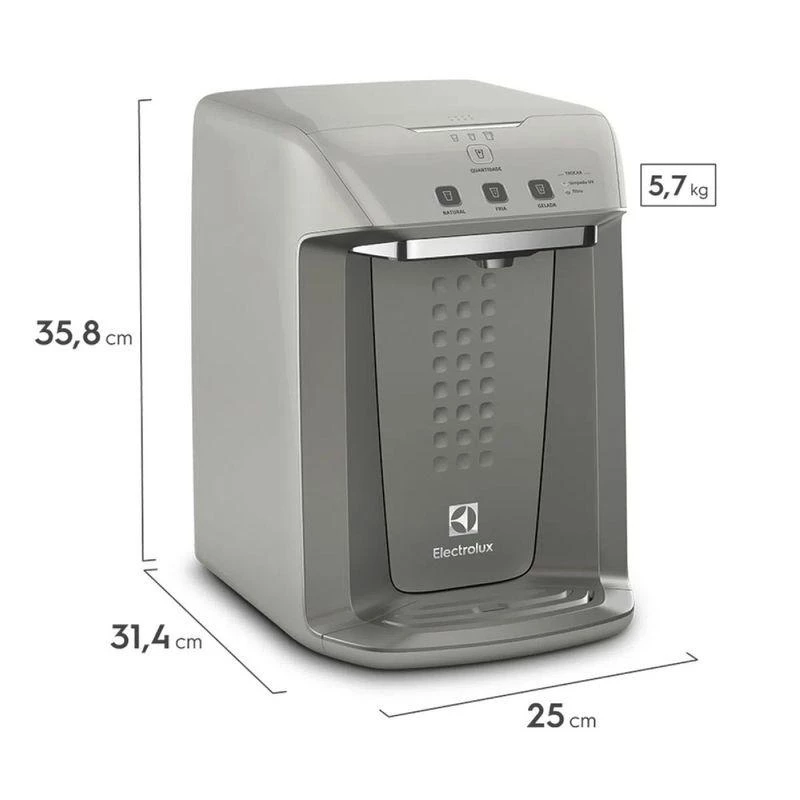 Purificador de Água Electrolux Gelada Fria e Natural Elétrico Luz UV Prata (PA31G)