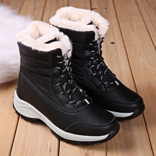 Botas De Neve Leves Femininas De Sola Grossa De Inverno Com Velo Alto