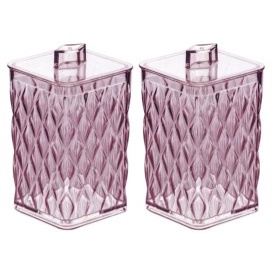 Kit 2 Porta Algodão Cotonete Glamour Rosa Acrilico