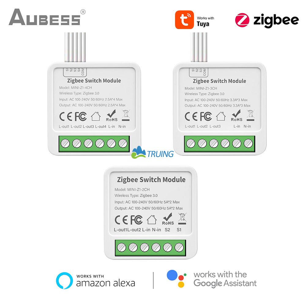 Tuya Smart Zigbee Light Switch Module 2/3/4 Módulo De Interruptor De Luz Inteligente Disjuntor De Automação De Gangues DIY Breaker 2 Maneiras De Controle Trabalho Com Alexa Google Home