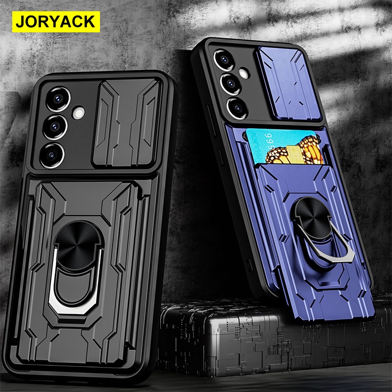 Capa Para Bolsa De Cartão Blindado Samsung Galaxy A54 5G A24 A14 A23 4G A04 A33 Câmera Com Anel Deslizante À Prova De Choque