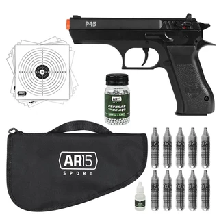 Pistola Airsoft Co2 P45 KWC Calibre 4.5mm + Capa 30cm + Óleo