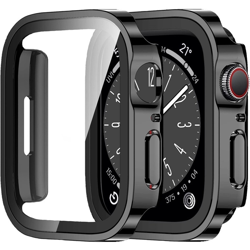 Vidro + capa para apple relógio ultra caso 49mm smartwatch pc pára-choques  protetor de tela pulseira temperado iwatch série acessórios - AliExpress