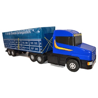 Carreta Caminhão Graneleiro Carroceria de Madeira Brinquedo Grande 26x90Cm