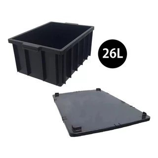 3 X Caixa Plástica 26l Organizadora Reforçada Com 1 Tampa Ideal Para Composteira