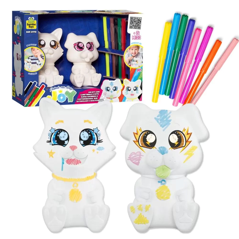 Brinquedo Gatinho em Vinil de Pintura Com Canetinhas - Samba Toys - Sama  Presentes