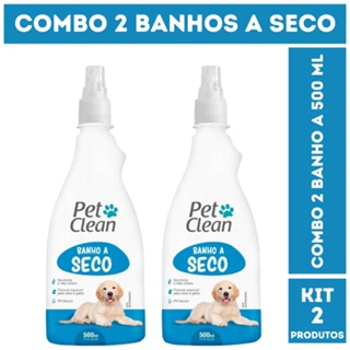 Kit 2 Banho a Seco Spray Pet Clean 500 mL para Cães e Gatos