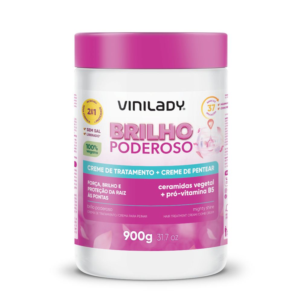 Creme de Tratamento 2 em 1 Brilho Poderoso 900g Vini Lady