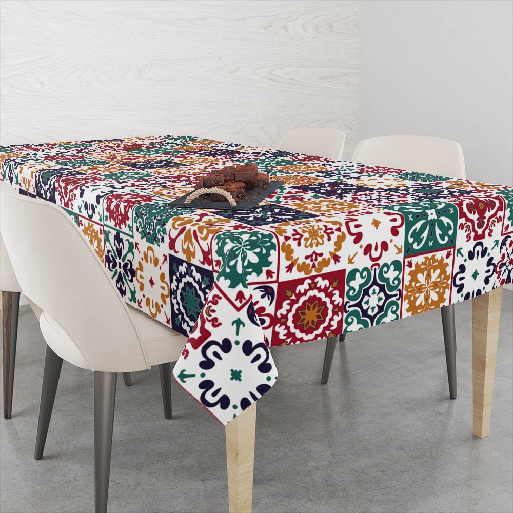 Toalha De Mesa Retangular Impermeavel Termica 6 Lugares Azulejo ...