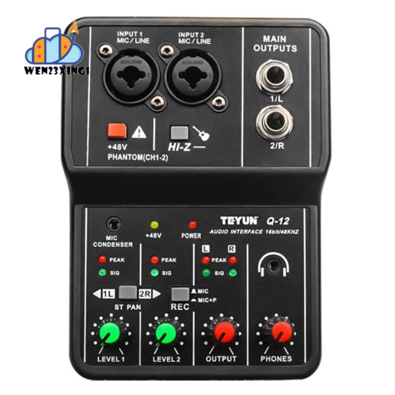 TEYUN Q12 Placa De Som Mixer Console Interface Do Sistema De Mesa 4 Canais Estéreo Para