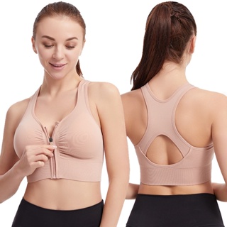 Push-up À Prova De Choque Mais Tamanho De Yoga Fitness Esportivo Bra Braço De Beleza Costas Zíper Frontal