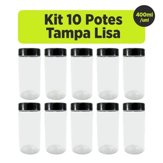 Kit 10 Potes Redondo para Alimentos 400ml Tampa Preta Lista em Oferta na Shopee