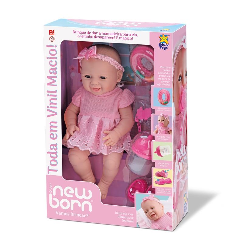 Boneca Bebê Reborn - New Born - Faz Xixi Divertoys Com Acessório 8046