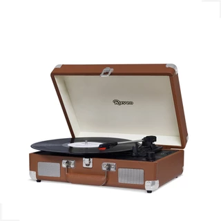 Vitrola Raveo Sonetto Chrome Retrô toca Discos Vinil marrom 110v/220 BT USB Gravação