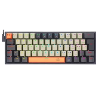 TECLADO GAMER FIZZ K617RGB-OG GY BK RGB SWITCH BROWN - LARANJA CINZA E PRETO