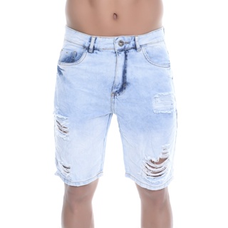 Bermuda Jeans Rasgada Masculina Curta Com Cinto De Corda Sisal Slim linha  premium short masculino jeans