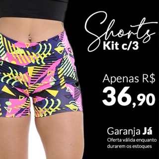 Kit C/ 03 Short Feminino Suplex Yoga Academia Ciclista