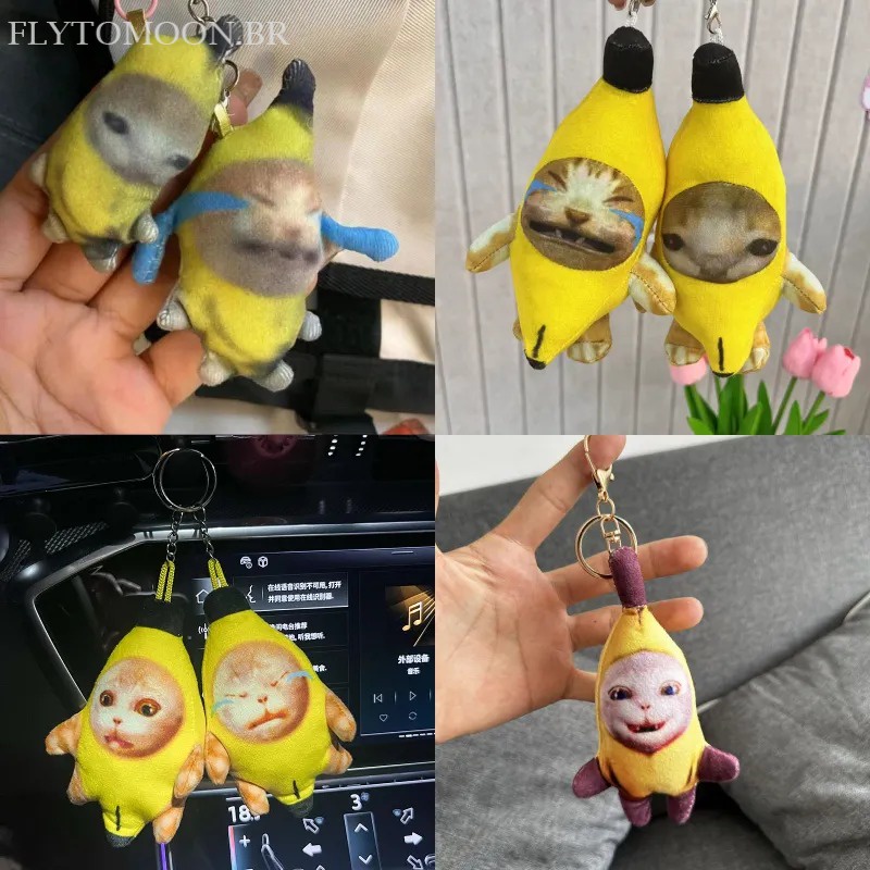 Novo Banana Cat Plush Toy Crying Meme Keychain In Doll Presentes Felizes Para Crianças Shopee